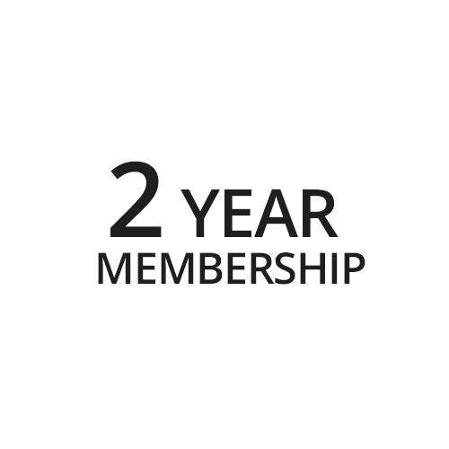 2 year membership logo with a white background