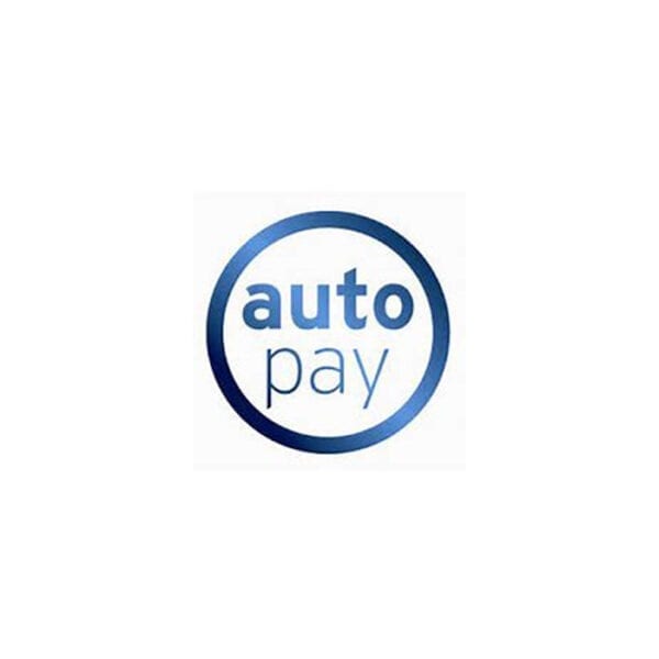 Auto pay logo with a white background